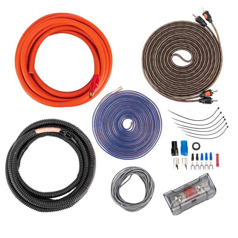 Alphasonik HK4 Premium 4-Gauge Complete Car Amplifier Installation Kit Power, Ground, Remote, Speaker Wire, Twisted RCA Interconnect, in Line Mini ANL Fuse Holder, 150Amp ANL Fuse - Amp Install Kit - Image 1